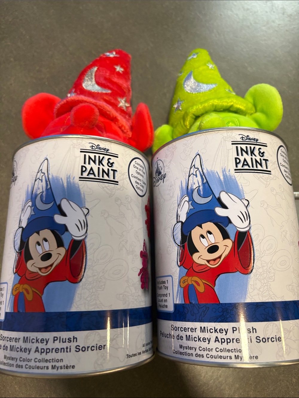 Disney Ink & Paint Sorcerer Mickey Plush - Red & Lime (set of both) one of each